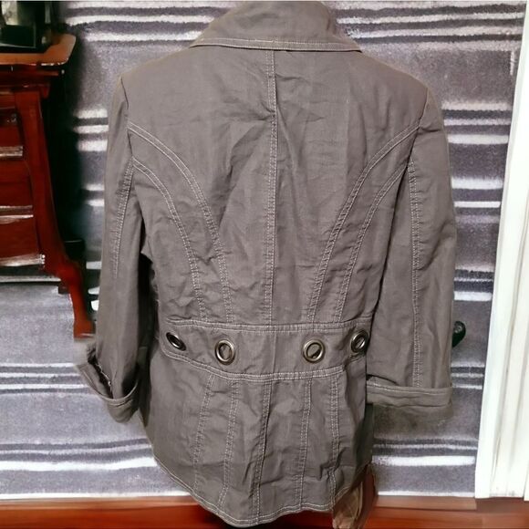 Robert Louis Grey Grommet Design Blazer Jacket Size M - Picture 2 of 5